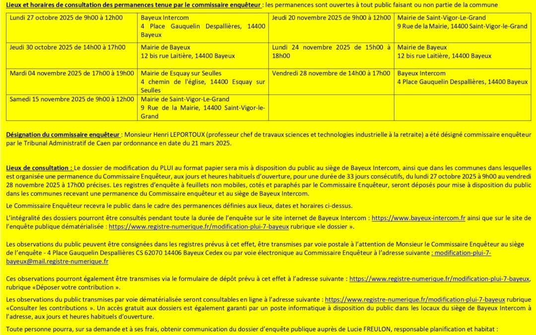 Avis d’enquête publique